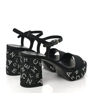 Grosgrain Strass Logo Platform Sandals